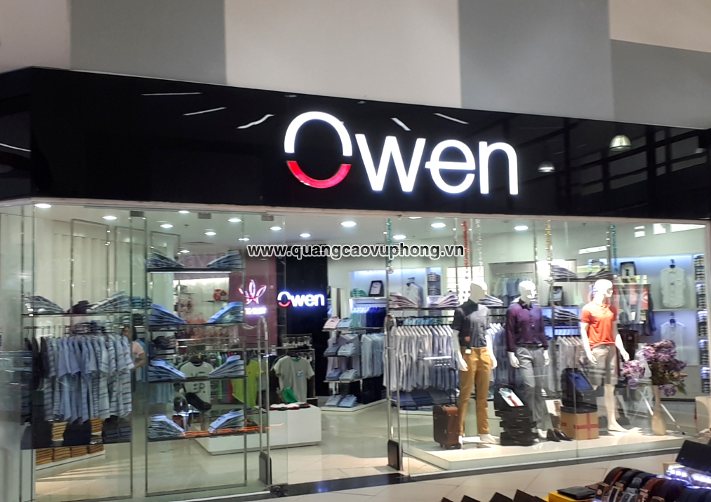 BIỂN ALU GƯƠNG CHỮ NỔI HẮT SÁNG CỬA HÀNG THỜI TRAN OWEN HẢI DƯƠNG