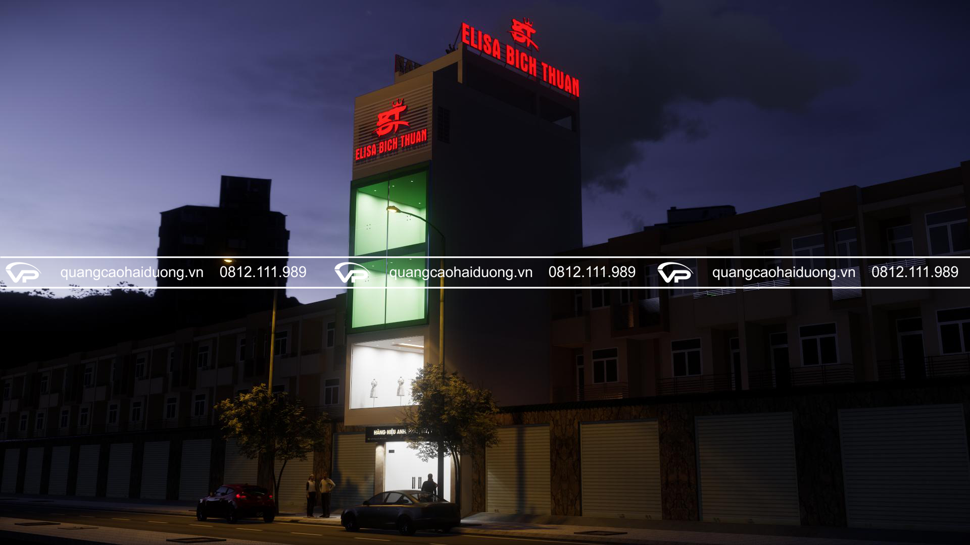 Thiết kế 3D mô phỏng biển quảng cáo trước khi thi công CỬA HÀNG QUẦN ÁO BÍCH THUẬN HẢI DƯƠNG