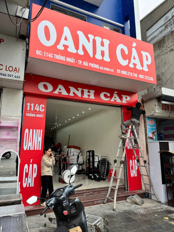 thi công biển hiflex khung sắt tại hải dương hoàn thiện thực tế