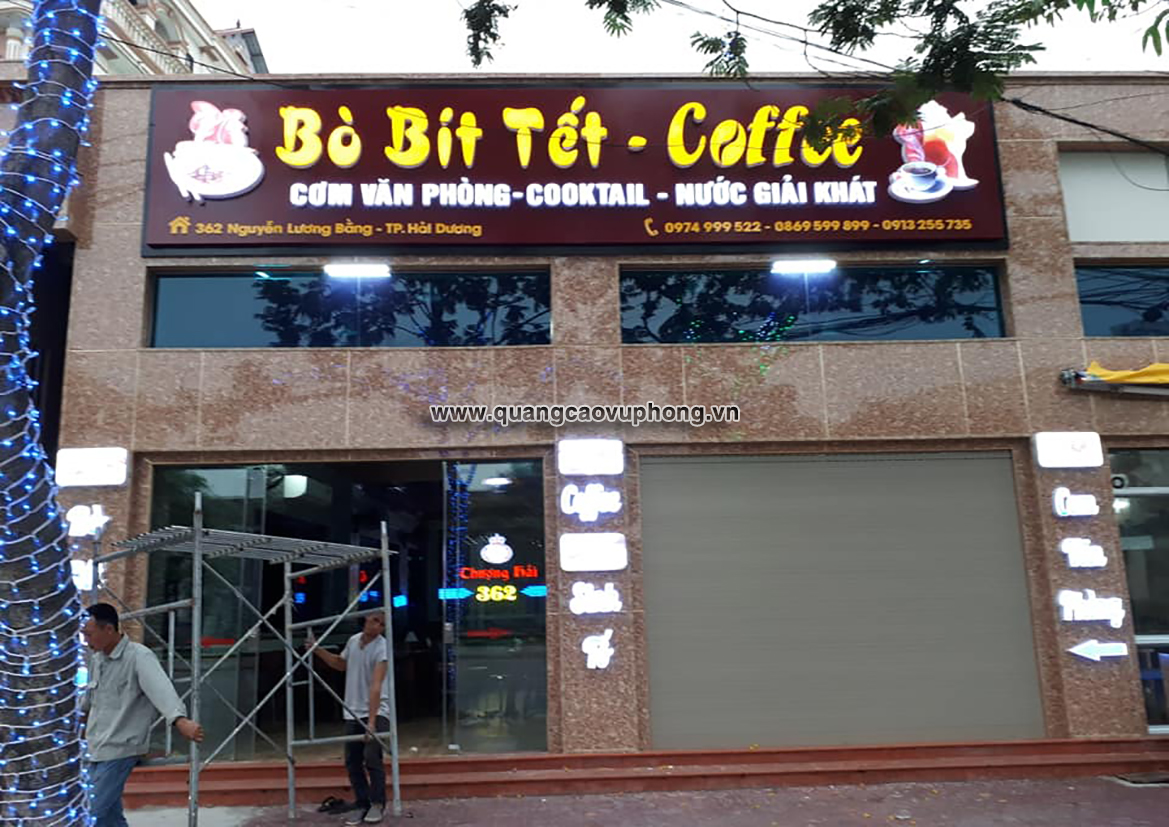 Thi công biển quảng cáo quán ăn Bò Bít Tết và đồ uống Coffee Hải Dương
