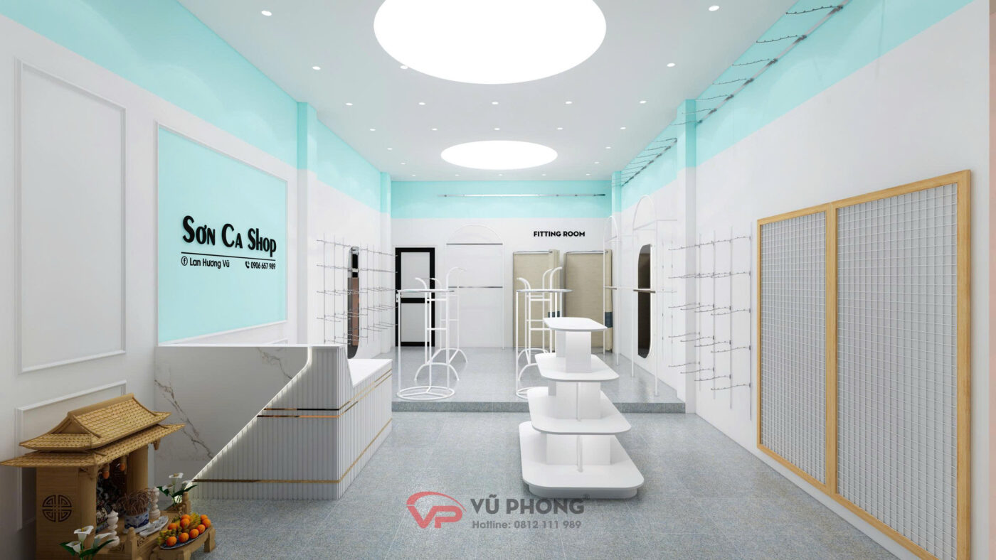 Công trình thực tế shop thời trang Sơn Ca cơ sở 1 Hải Dương do Quảng cáo Vũ Phong thi công