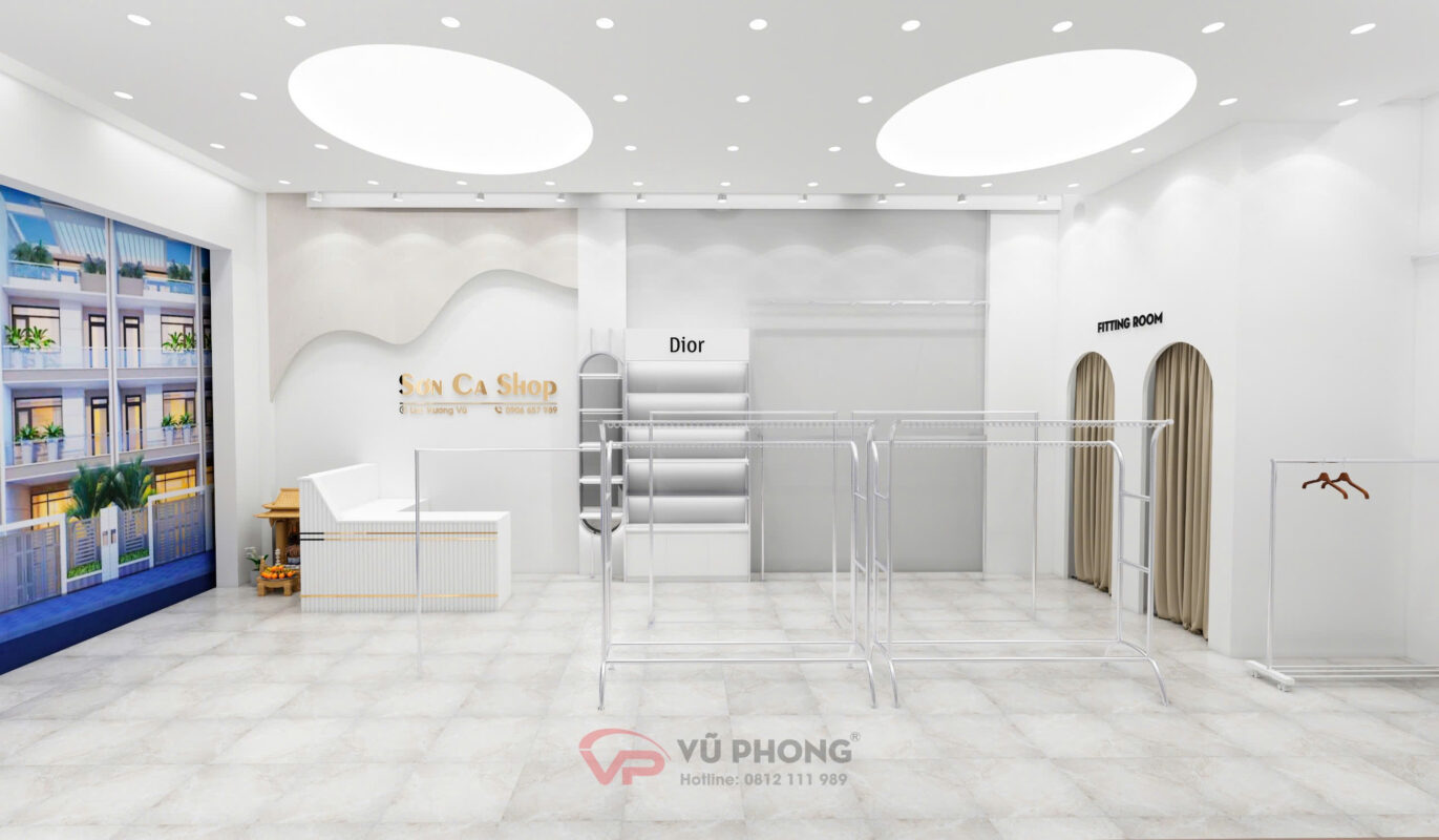 Hoàn thiện thi công shop thời trang Sơn Ca cơ sở 2 tại Hải Dương đẹp hiện đại, đúng tiến độ và chuẩn thiết kế