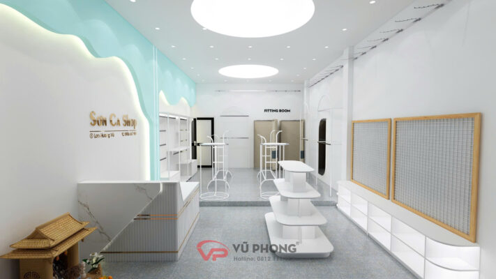 Hình ảnh shop thời trang Sơn Ca cơ sở 1 Hải Dương được thiết kế hiện đại, không gian trưng bày đẹp mắt