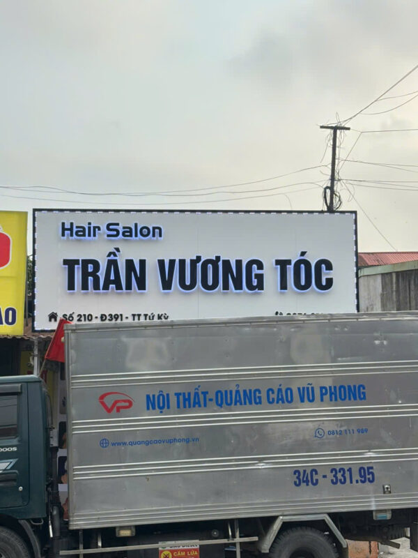 Biển hiệu salon tóc sau thi công thực tế