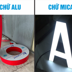 So sánh sự khác biệt giữa biển chữ nổi Alu và chữ nổi Mica