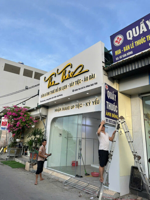 Biển quảng cáo shop quần áo Hải Dương sau khi hoàn thiện thực tế.