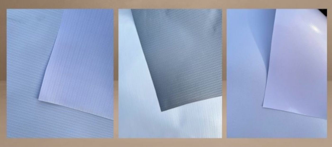 Kiểm tra độ dày bạt Hiflex thường và bạt de xám dày dặn chịu gió bão.